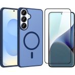 Vendas Samsung Galaxy S26 Plus Kılıf M-Safe Şarj Özellikli Zore Babet Kapak + Cam Ekran Koruyucu - Mavi