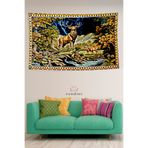 Vendini Vintage Serisi Geyikli Duvar Halısı Duvar Örtüsü Wall Tapestry