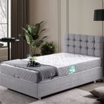 Venedik Baza Başlık Letto Yatak Seti, Açık Gri, 90X200