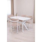 Venedik Polo Mdf Lak Panel Açılır Mutfak Masa Sandalye Takımı 80*130CM - Beyaz - 80 x 130 cm