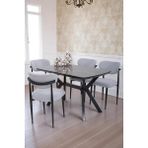 Venedik Polo Mdf Lak Panel Açılır Mutfak Masa Sandalye Takımı 80*130CM - Siyah - 80 x 130 cm