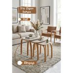 venera 3 lü Zigon Sehpa Sehpa Takımı Salon Sehpası Mdf Bohem Traverten Servis Sehpası Flex Modern