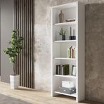 Venezia Premium Ahşap Ayaklı 5 Raflı Kitaplık - Wood Beyaz