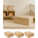 Venita Home 3 Adet Baza Boy Kapaklı Kutu Hurç ( Çamaşır-Saklama-Düzenleme Vb. ) Dolap İçi Düzenleyici, Kutu 50x40x19 - Krem - 3'lü