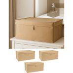 Venita Home 3 Adet Mega Boy Kapaklı Çok Amaçlı Kutu Hurç ( Çamaşır-Saklama-Düzenleme Vb. ) Düzenleyici, 60x40x30 cm - Bej