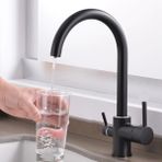 Venita Siyah Arıtmalı 3 Yollu Delta Mutfak Bataryası