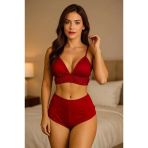 Venlisa Yüksek Bel Şortlu Bralet Takım V1700