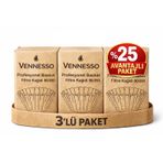 Vennesso Profesyonel Basket Filtre Kağıdı 90/250, Doğal Kahverengi,%100 Virgin Pulp, Beyazlatılmamış, 3'lü Paket