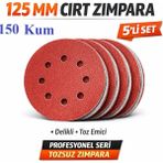 Venoa 125 mm Cırt Zımpara Kağıdı 5 Adet – 8 Delikli Disk, Ahşap & Metal Uyumlu 150 Kum