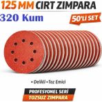 Venoa 125 mm Cırt Zımpara Kağıdı 50 Adet – 8 Delikli Disk, Ahşap & Metal Uyumlu - 320 Kum