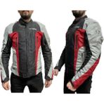 Venom Air Racing Gri - Siyah - Kırmızı 4 Mevsim Motosiklet Montu - XL