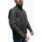 Venom D2 Hakiki Deri Korumalı Motosiklet Montu - Siyah