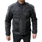 Venom Siyah-Gri Motosiklet Ceketi Su Geçirmez 4 Mevsim Kullanım İçin CE Sertifikalı Koruma - 2XL