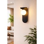 VENON 1 Adet Minimalist SİYAH Metal Aplik Glop Beyaz Camlı Duvar Lambası Yatak Odası-Yatak Başı-Banyo ✨ Duvar Aplik Modern Aplik Cam Aplik Dekoratif Aplik E-27 Duylu Salon Aplik Metal Aplik