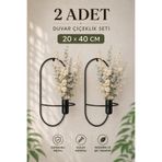 VENON 2 Adet Elips Çiçeklik Modern Dekoratif Metal Duvar Çiçeklik 20 X 40 Salon Dekorasyon