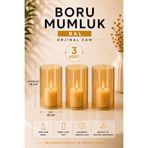 VENON 3 Adet Silindir Mumluk (ORJİNAL CAM ) Şamdan Ev Dekorasyon Şamdan Yedek Camı Cam Mumluk Modern Boru
