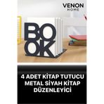 VENON 4 Adet Siyah Kitap Tutucu BOOK Metal Kitap Desteği Ev Ve Ofis Dekoratif Aksesuar Kitaplık Düzenleme