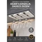 VENON Beyaz 6 Lı Kadeh Askısı Kadehlik Paslanmaz Metal Bardak ve Kadeh Askılığı –Mutfak ve Bar Düzenleyici