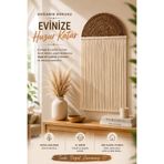 VENON Bohem Duvar Tablosu || EKRU || 33 X 70 Makrome Duvar Süsü Bohem Hasır Duvar Dekoru El Yapımı Dekoratif Duvar Aksesuarı Salon Yatak Odası Antre Koridor Ev Dekorasyonu Doğal Hasır Duvar Panosu