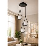 VENON Damla 3lü Kent 3lü Siyah Beyaz Glop Camlı Sarkıt Modern Avize Salon Avizesi