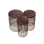 VENON Home Metal Modern Sehpa 3.lü Takım (250x480)+(300x480)+(350x480) Siyah Bakır Patine 35 Cm - 30 Cm - 25 Cm Yükseklik 48 Cm El Emeği Yaldız Boya Dekoratif Sehpa Takımı Modern Salonların Tamamlayıcısı