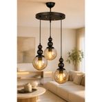 VENON Kardan Adam 3lü Sarkıt Avize Siyah BAL Glop Camlı Salon Avizesi Mutfak Camlı Avize Spor Aydınlatma ✨ Modern Avize Modelleri Aydınlatma Tavan Aydınlatma Salon Avizesi Metal Gövde