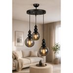 VENON Kardan Adam 3lü Sarkıt Avize Siyah Füme Glop Camlı Salon Avizesi Mutfak Camlı Avize ✨ Modern Avize Modelleri Aydınlatma Tavan Aydınlatma Salon Avizesi Metal Gövde SİYAH GÖVDE ✨ FÜME GLOP CAMLI ✨ 3.LÜ