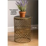 VENON 💎Metal Modern Sehpa 💎30 Cm Çap 48 Cm Yükseklik 💎Siyah Sarı Patine Dekoratif Sehpa Zigon Sehpa