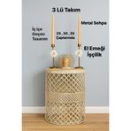 VENON 💎Metal Modern Sehpa 3'lü Takım💎Krem Sarı Patine Orta Sehpa Zigon Sehpa Modern Metal Sehpa 35 Cm - 30 Cm - 25 Cm Yükseklik 48 Cm El Emeği Yaldız Boya Dekoratif Sehpa Takımı Modern Salonlar