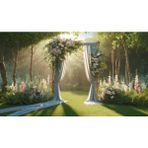 Venspor Açık Hava Etkinlikleri Için Çiçekli Ahşap Kemerli Fon Perdesi - Doğal ve Romantik Tasarım, Pastel Renklerde Çiçekler, 200X150CM Arkaplan, Duvar Örtüsü - 200 x 150