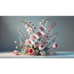 Venspor Beyaz Orkide ve Pembe Çiçek Detaylı Modern Çiçek Aranjmanı Stüdyo Arkaplanı - Profesyonel Fotoğrafçılık Fonu 200X150CM Arka Plan - 200 x 150