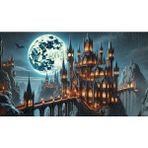 Venspor Büyülü Ay Işığı Altında Gotik Şato ile Fantastik Stüdyo Arkaplanı - Profesyonel Fotoğrafçılık Fonu 200X150CM Arka Plan - 200 x 150