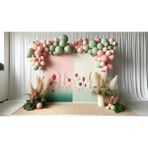Venspor Çilek ve Pastel Balonlarla Süslenmiş Arka Plan 200 x 150 cm Fon Duvar Örtüsü