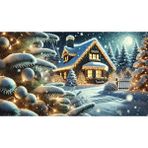 Venspor Kar Yağışı Altında Işıklarla Süslenmiş Kış Temalı Şirin Kulübe ile Noel Arka Planı - Profesyonel Fotoğrafçılık Fonu 200X150CM Stüdyo Arkaplanı - 200 x 150