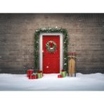 Venspor Kırmızı Kapıda Noel Coşkusu Stüdyo Fonu 200 x 150 cm Arka Plan
