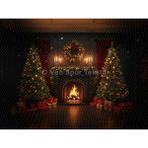 Venspor Noel Temalı 200 x 150 cm Stüdyo Fonu Arka Plan Şömine ve Çam Ağacı Süslemeli