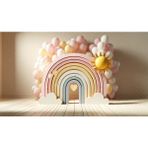 Venspor Pastel Gökkuşağı ve Balonlar Arkaplan Çocuk Odası ve Parti Dekorasyonu Için 200 x 150 cm Duvar Örtüsü Fon