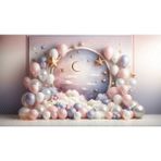 Venspor Pastel Renklerde Yıldız ve Bulut Temalı Bebek Odası Arkaplan 200 x 150 cm Fon Duvar Örtüsü