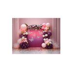 Venspor Pembe ve Mor Kelebek Temalı Balon Stüdyo Fonu, 200X150CM Arka Plan