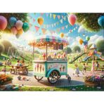 Venspor Renkli Balonlar ve Dondurma Standı Temalı Arkaplan, 200X150CM, Fon, Duvar Örtüsü - 200 x 150