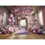 Venspor Romantik Çiçek ve Balon Temalı Stüdyo Fonu, 200X150CM Arka Plan