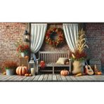 Venspor Sonbahar Temalı Ahşap Bank ve Çiçeklerle Dekore Edilmiş Stüdyo Arkaplanı 200X150CM Profesyonel Fotoğrafçılık Fonu Arka Plan - 200 x 150