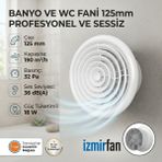 Venteurope Circle 125 Bd – 12.5’luk Yuvarlak Sessiz Banyo Aspiratörü – Klapeli 125 mm Havalandırma