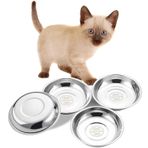 VENTION Küçük düz kedi maması kasesi, dış çap 12,5 cm, ev kedileri için paslanmaz çelik kedi kabı, 4 adet yedek kedi kabı, kediler için yükseltilmiş yem istasyonu için, yorgun kediler için 220 ml