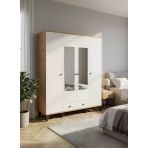 Vento Modern 4 Kapaklı Aynalı Fonksiyonel Yatak Odası & Genç Odası Elbise Dolabı - Safir Meşe