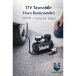 Ventoze 12V 300 Ps Taşınabilir Hava Kompresörü I Araç Lastik Şişirme Pompası Mini Elektrikli Kompresör - VNT-PM-DRP-001