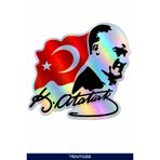 Ventoze Atatürk Silüeti ve İmzası Türk Bayraklı Hologram Araba Oto Cam Kaporta Sticker Etiketi