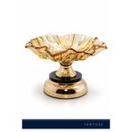 Ventoze Dekoratif Gold Detaylı Ayaklı Modern Cam Sunumluk | Meyvelik Şekerlik Lüks Sunum Tepsisi 21x12 cm