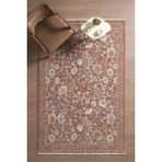 Venucci Home & Living Frezia Floral Bambu Polyester Modern Halı Vintage Tema ile Dokuma Özellikli - Kahverengi - 100 x 300 cm