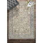 Venucci Home & Living Frezia Floral Bambu Polyester Oturma Odası Salon Mutfak Halısı Eskitme Çiçekli Vintage Halı - Antrasit - Gri - 200 x 290 cm